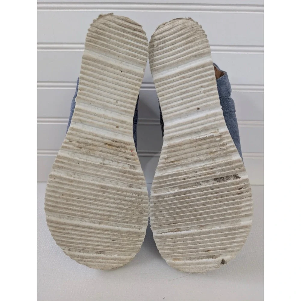 Corkys Easy Living Platform Wedge Sandals Women 6 Blue Faux Suede Comfort Casual